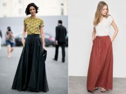 Vad man ska ha på sig med en lång kjol: de mest eleganta utseendena